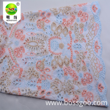 Wholesale 100% cotton eyelet embroidery lace fabric